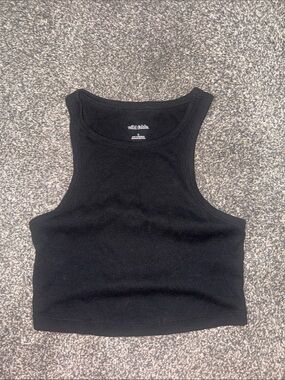 Black Ribbed High-Neck Crop Tank size small.